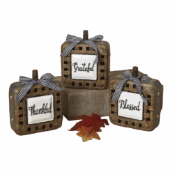 Resin Woven Basket Look Square Pumpkin -