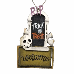 Wooden Halloween Ornament - Mausoleum Door