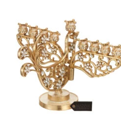 Gold Painted Dove Candelabra With Crystal