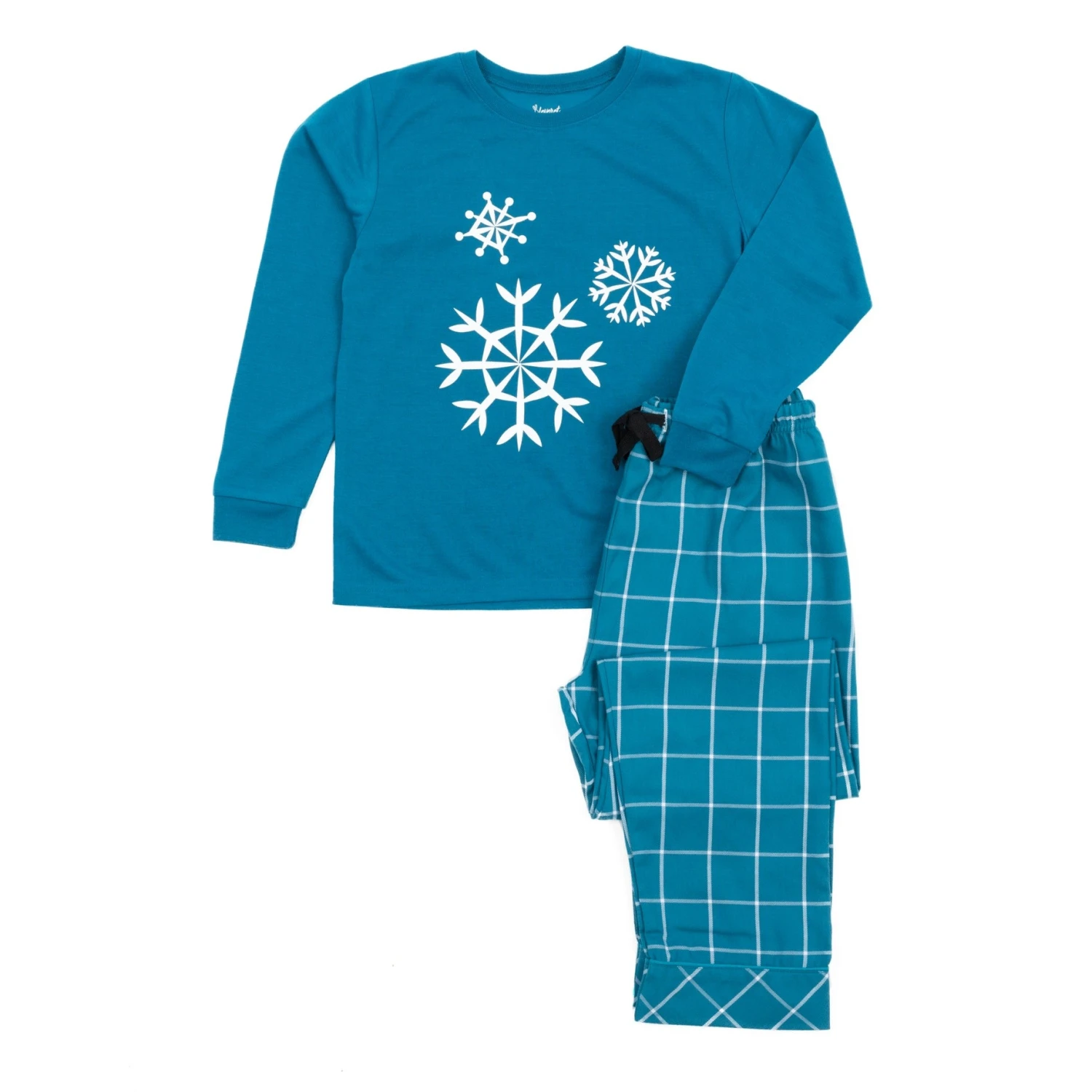Kids Pajamas Poly Top And Flannel Pants Snowflake - 5 Kids Pajamas Poly Top And Flannel Pants Snowflake - - Image 3