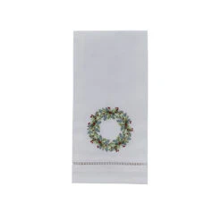 Winter Wreath Embroidered Dish Towel